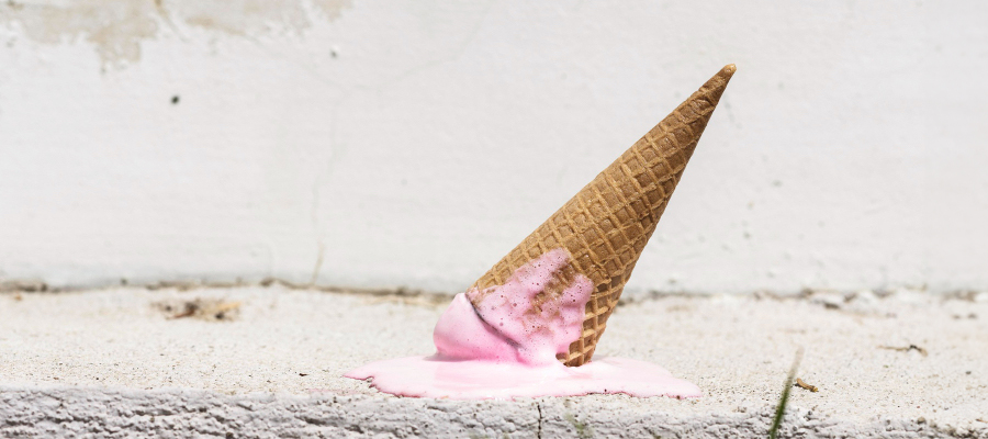 Helado derretido, metáfra de una erección débil y blanda